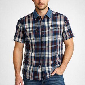 Vintage Wrangler Western Men's Snap Button Shirt Plaid Short Sleeves Size Large